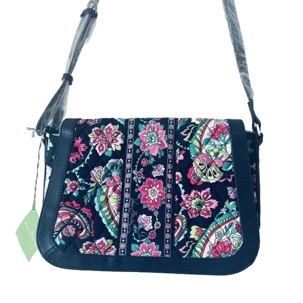 NWT Vera Bradley Floral Crossbody Bag Multicolor Bohemian Purse Leather Strap